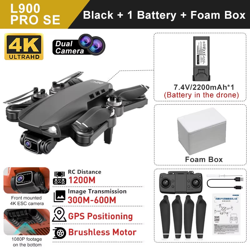 L900 PRO SE GPS Drone 4K Professional Brushless Motor 5G WIFI Aerial Photography FPV Helicopters Foldable Quadcopter Dron