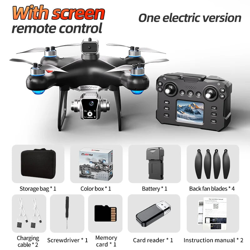 KY102 MAX Drone Professional HD Dual Camera Screen Controlled Brushless Obstacle Avoidance RC Quadcopter Dron Toy 10000M