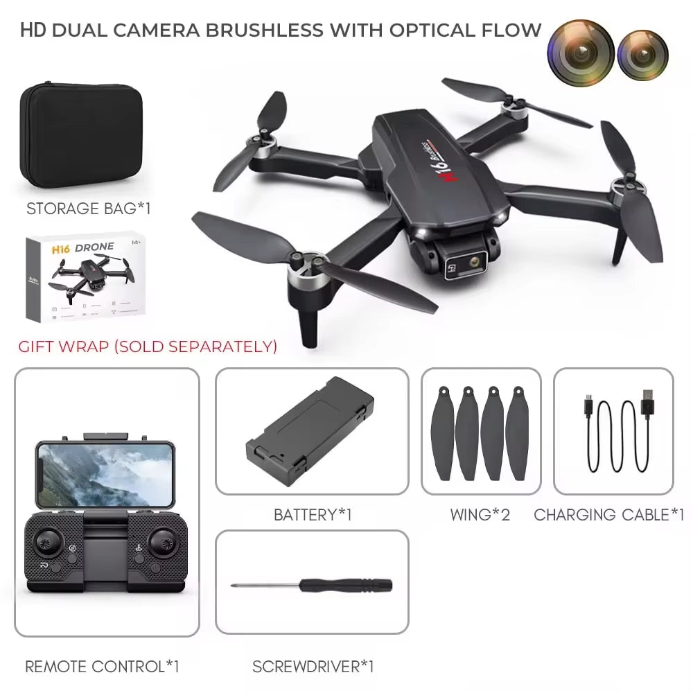 New Drone H16 GPS Professional Dual Camera Dron Quadcopter Brushless Aerial Photography Laser Obstacle Avoidance RC Toy