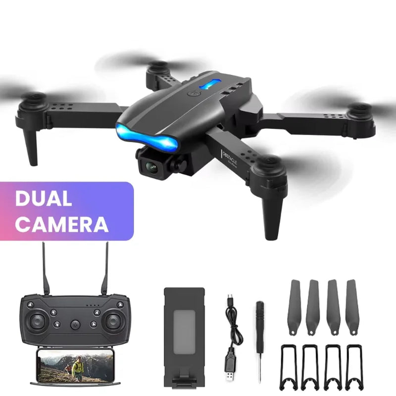 KBDFA K3 E99 Pro Quadcopter Professional Drone with Obstacle Avoidance 4K Dual Camera RC Helicopter Remote Control Toy