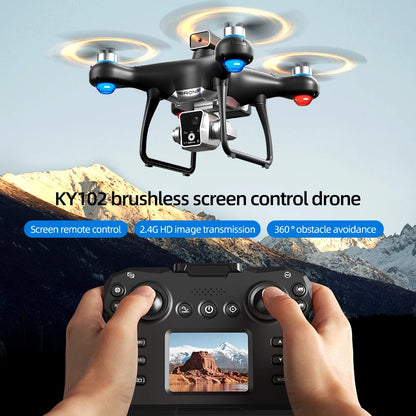 KY102 MAX Drone Professional HD Dual Camera Screen Controlled Brushless Obstacle Avoidance RC Quadcopter Dron Toy 10000M