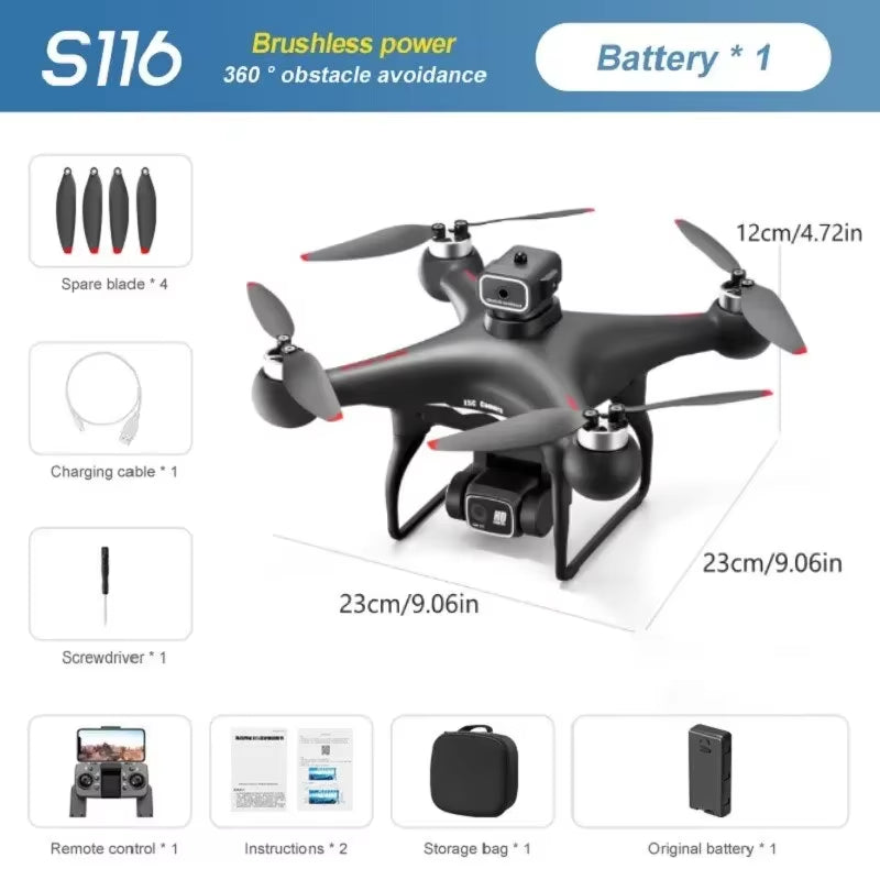 S116 MAX Elf Drone 8K Professional Dual HD Camera Optical Flow Brushless 360° Obstacle Avoidance WIFI FPV RC Dron Toys