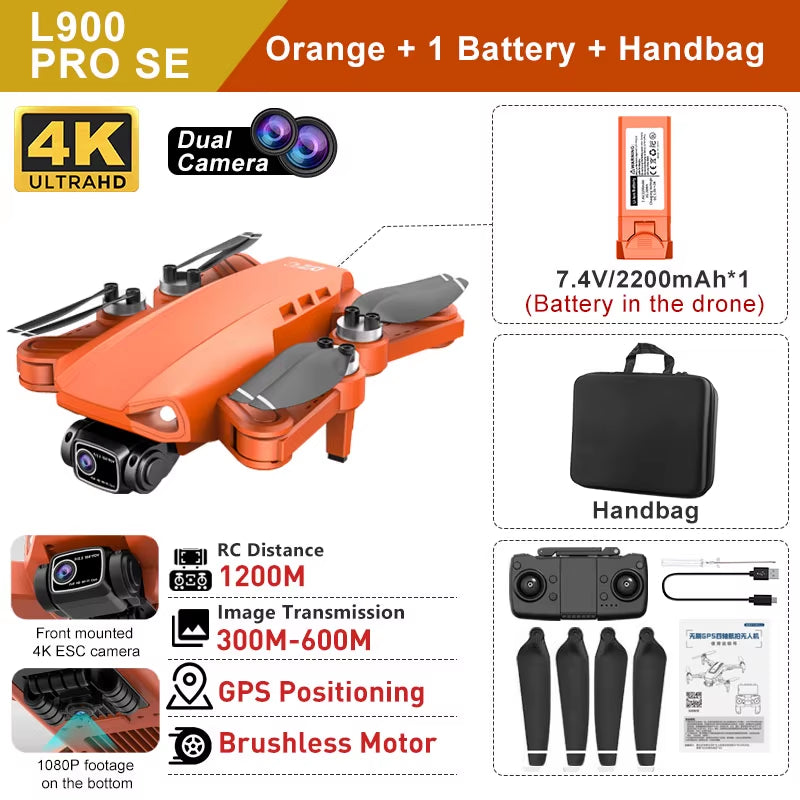 L900 PRO SE GPS Drone 4K Professional Brushless Motor 5G WIFI Aerial Photography FPV Helicopters Foldable Quadcopter Dron