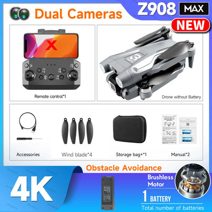 Z908 Pro Drone Professional 4K HD Camera Mini4 Dron Optical Flow Localization Three Sided Obstacle Avoidance Quadcopter Toy Gift