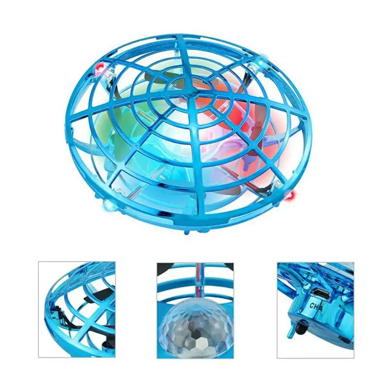 Mini RC UFO Drone with LED Light Gesture Sensing Electric Flying Quadcopter Anti-Collision Induction Dron Toys for Children