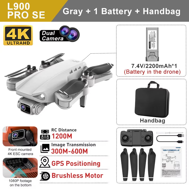 L900 PRO SE GPS Drone 4K Professional Brushless Motor 5G WIFI Aerial Photography FPV Helicopters Foldable Quadcopter Dron