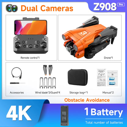 Z908 Pro Drone Professional 4K HD Camera Mini4 Dron Optical Flow Localization Three Sided Obstacle Avoidance Quadcopter Toy Gift